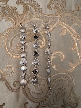 Sterling Floral, Seashell Women's Bracelet Set.  All three included in price